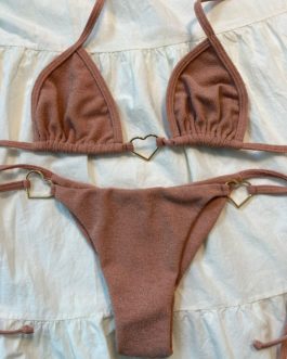 Haut de bikini Cortininha Cœur – Nude brillant