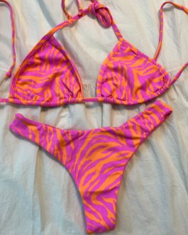 Haut de bikini Cortininha – Zèbre rose et orange